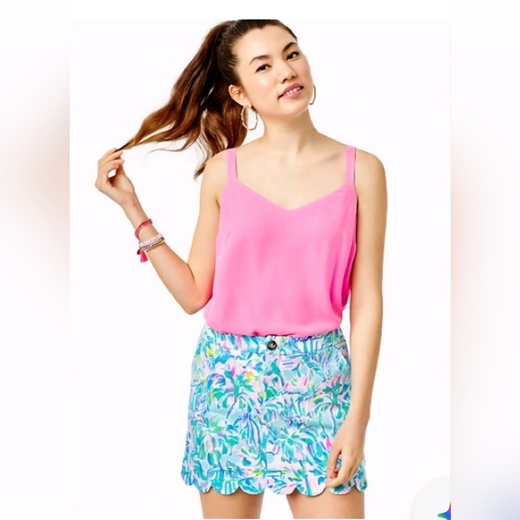 Lilly Pulitzer Collette Scalloped Mini Skort Zanzibar Blue & Pink Size 10 - Picture 1 of 12